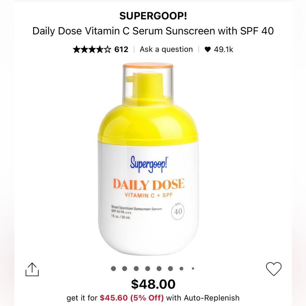 Supergoop Daily Dose Vitamin C Serum Sunscreen with SPF 40